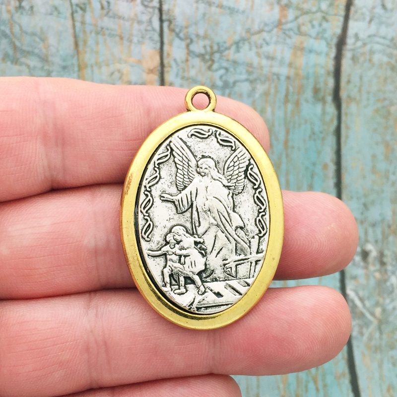 1 Silver Guardian Angel and St Michael Medal Pendant by TIJC SP1087 - Image 2