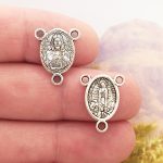 BULK 30 Silver Sacred Heart Rosary Centers by TIJC SP1091B