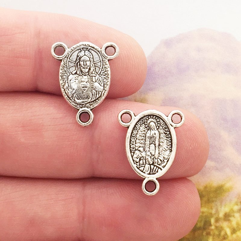 BULK 30 Silver Sacred Heart Rosary Centers by TIJC SP1091B