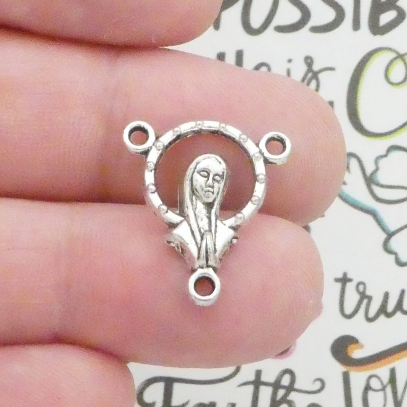 12 Virgin Mary Rosary Center Medal Silver by TIJC SP1096