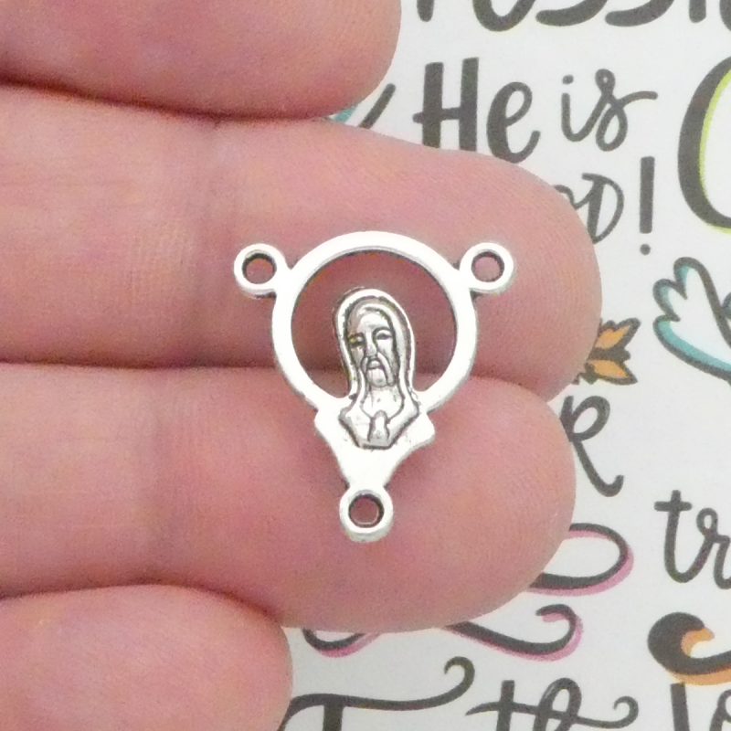 12 Virgin Mary Rosary Center Medal Silver by TIJC SP1096 - Image 3