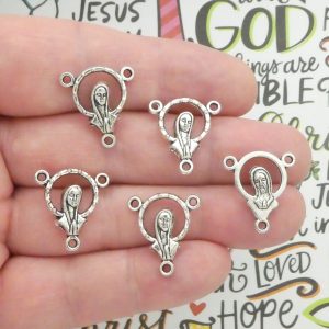 Bulk 30 Our Lady Rosary Centerpiece Wholesale Silver by TIJC SP1096B