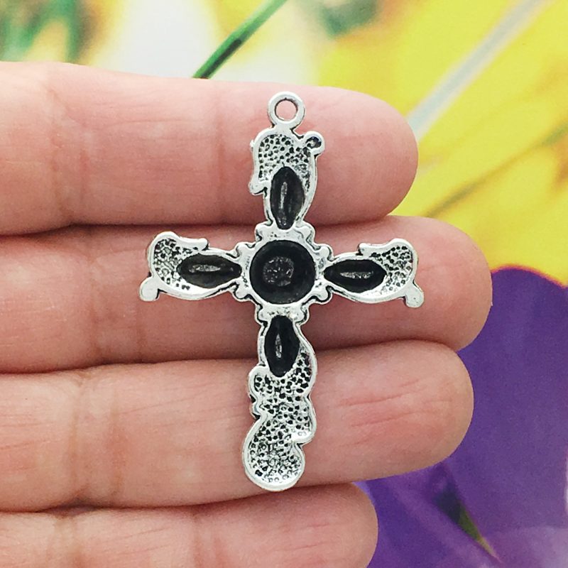 BULK 8 Silver Cross Charm Pendant by TIJC SP1100B - Image 2