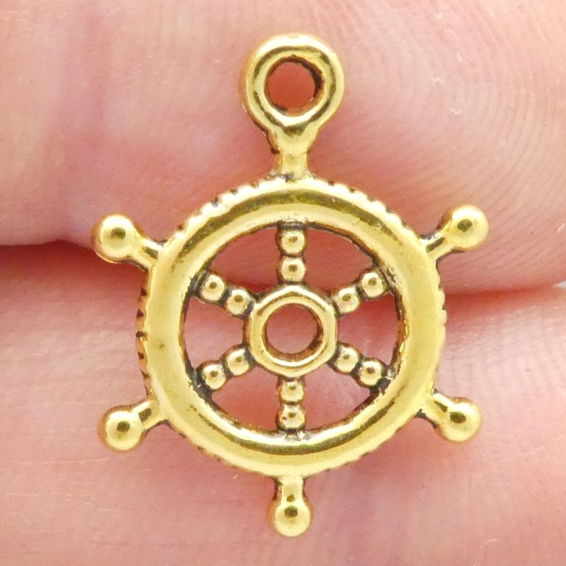 Ship Wheel Gold Charm