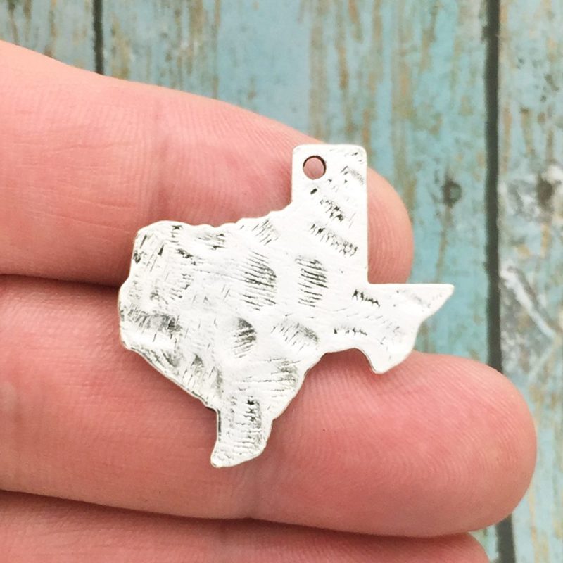 BULK 12 Hammered Texas Charm Pendant Silver by TIJC SP1106B - Image 2