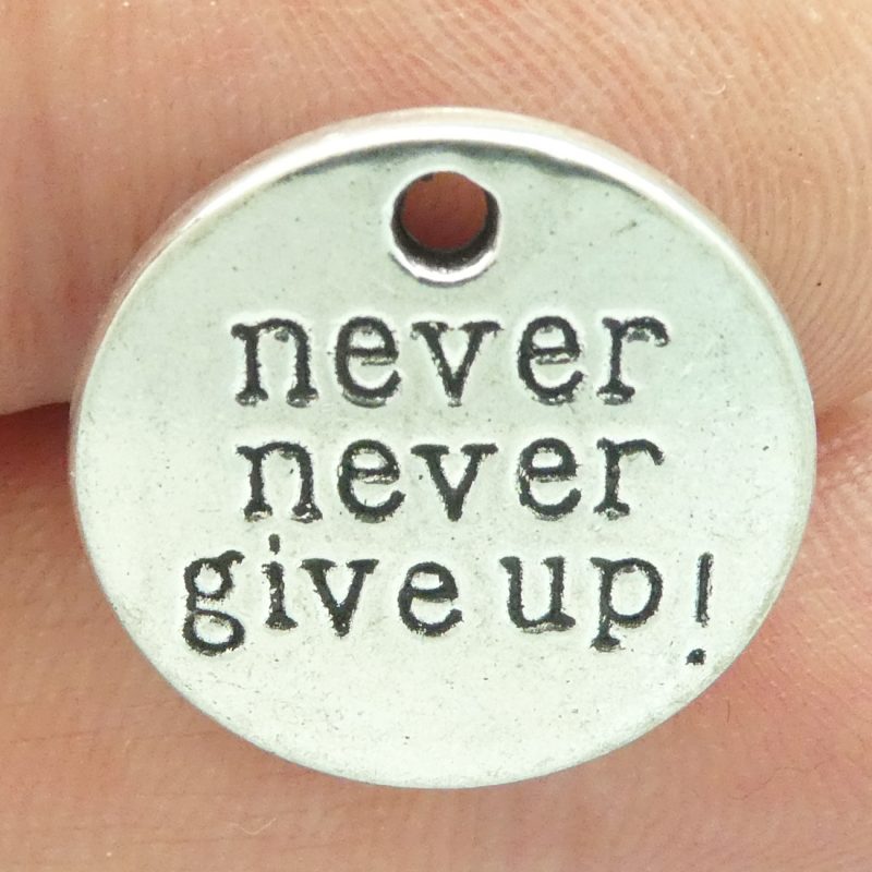 4 Never Never Give Up Affirmation Charm Pendant by TIJC SP1108 - Image 3