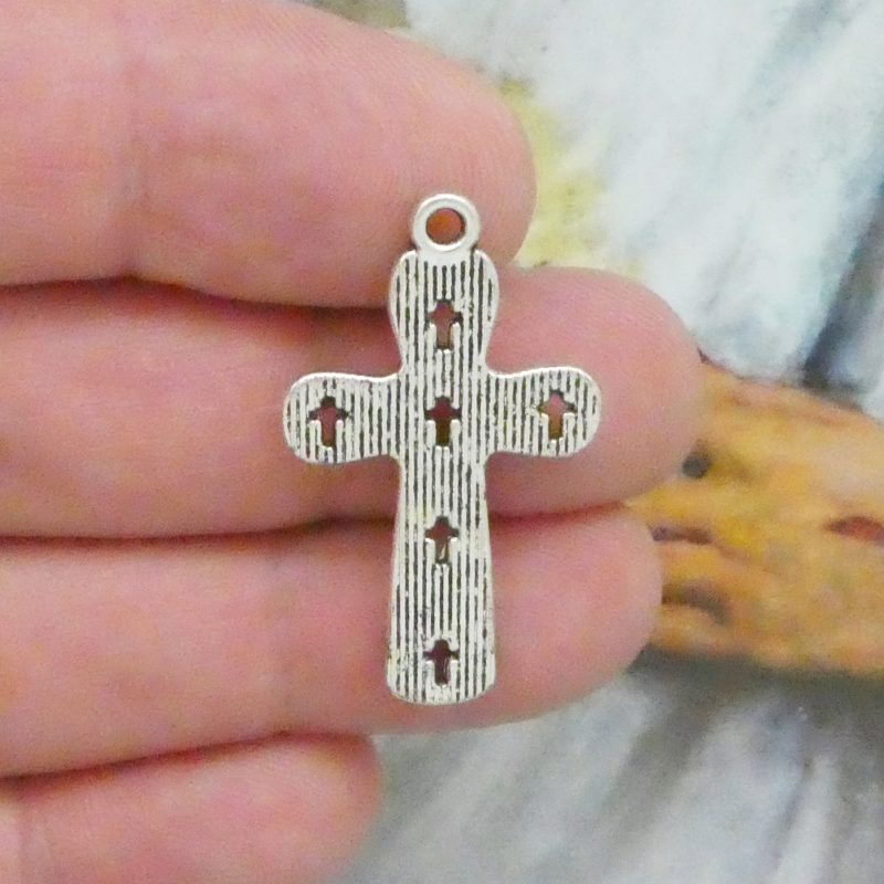 BULK 16 Silver Cross Charm Pendant by TIJC SP1117B - Image 4