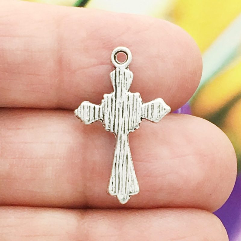 10 Crucifix Cross Charm Rosary Parts Silver by TIJC SP1118 - Image 2