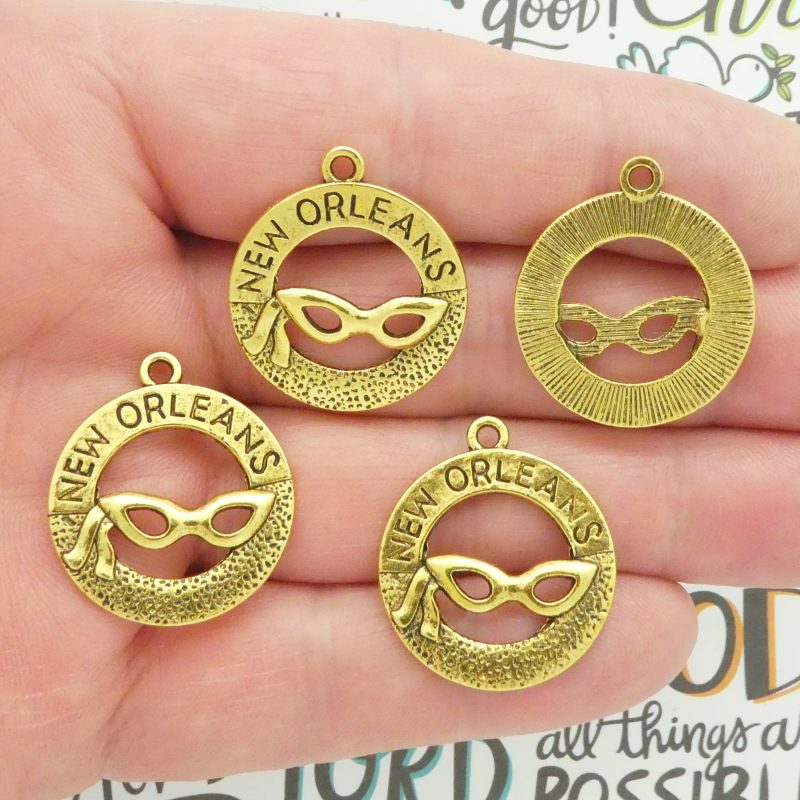 5 Gold New Orleans Charms Pendant 28x24mm by TIJC SP1120 - Image 3