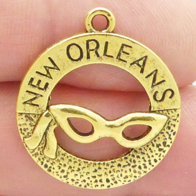 5 Gold New Orleans Charms Pendant 28x24mm by TIJC SP1120 - Image 4