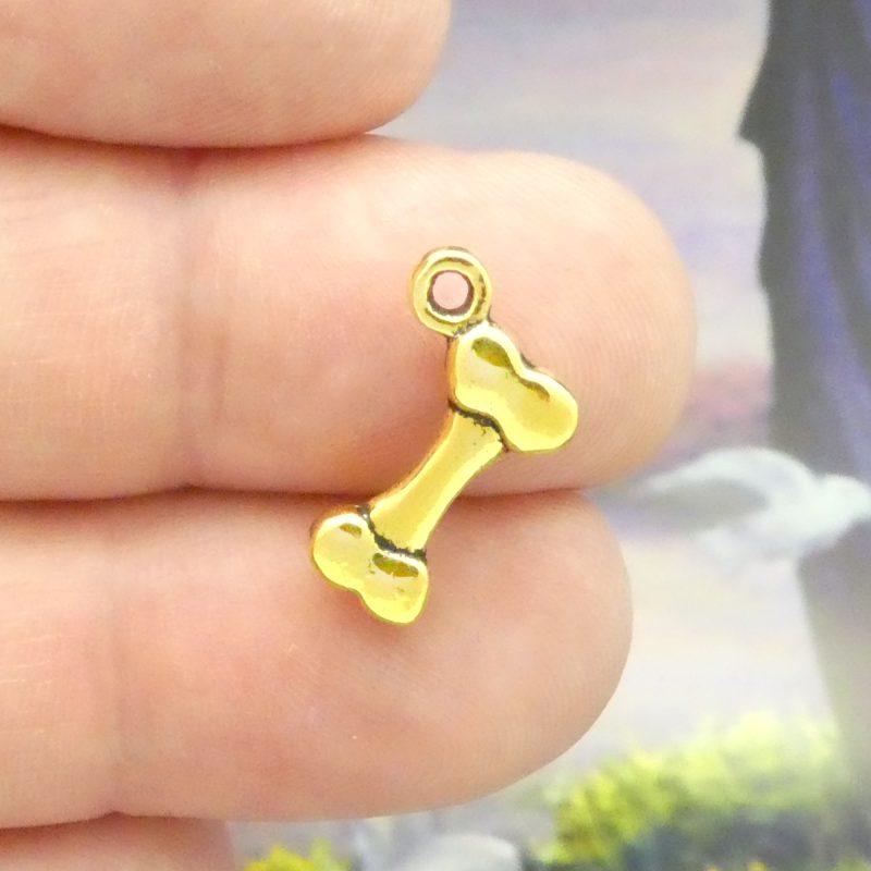 dog bone charm gold