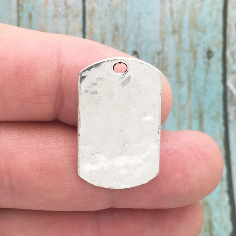 3 Dog Tag Silver Crown Charm Pendant by TIJC SP1128 - Image 2