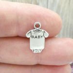 BULK 40 Onesies Silver Baby Charm 17x12mm by TIJC SP1129B