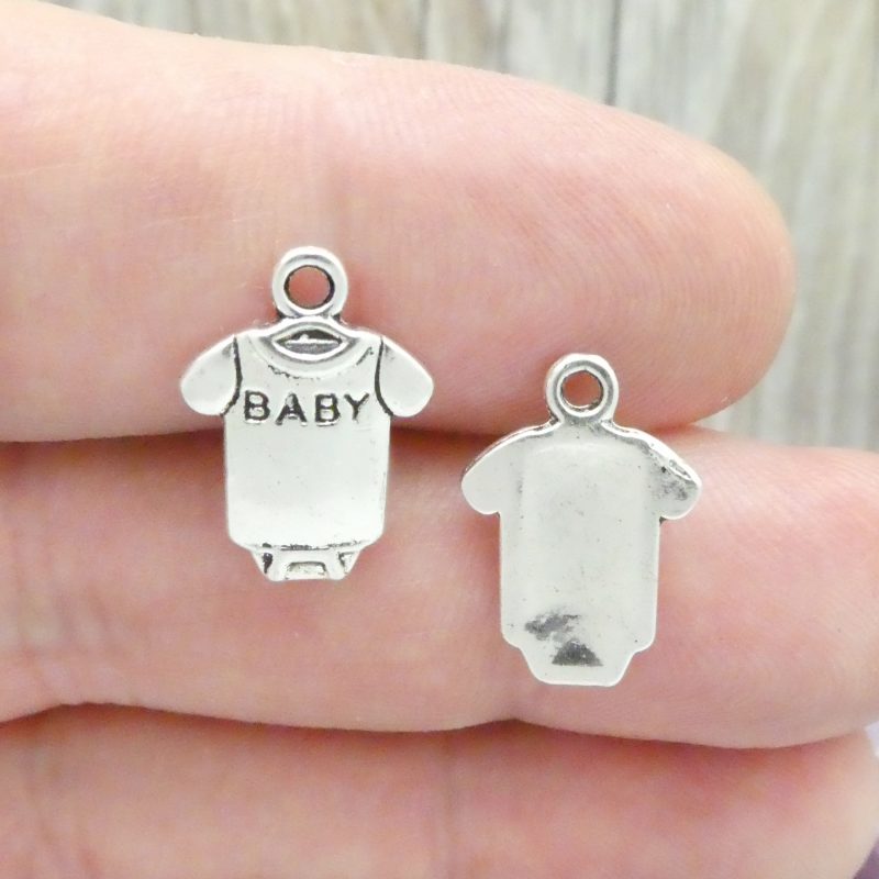 BULK 40 Onesies Silver Baby Charm 17x12mm by TIJC SP1129B - Image 4