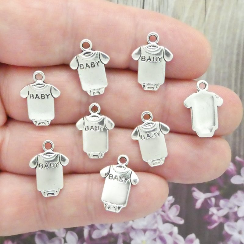BULK 40 Onesies Silver Baby Charm 17x12mm by TIJC SP1129B - Image 5