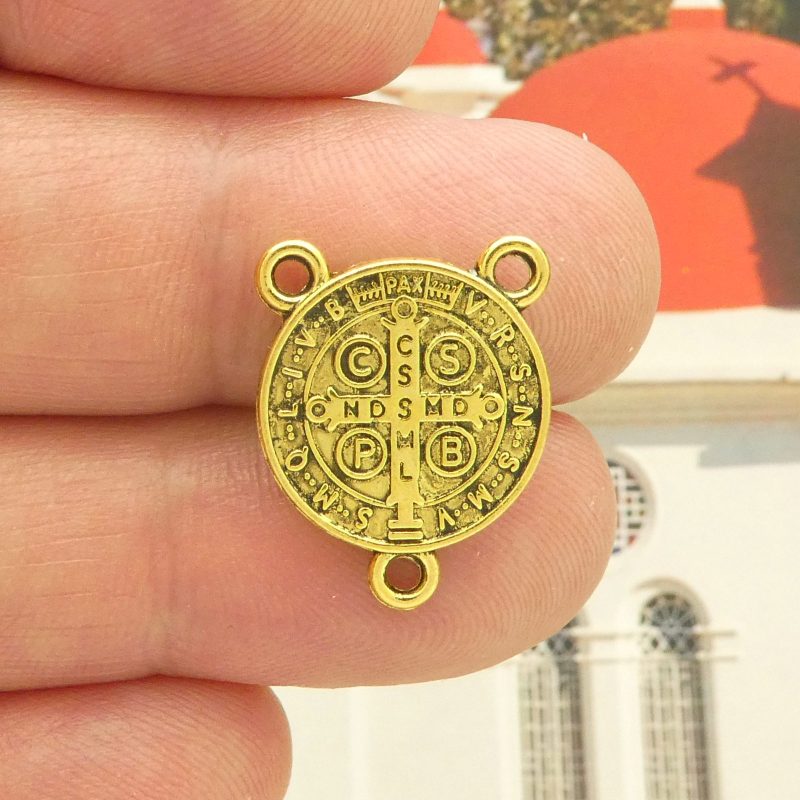 BULK 20 Gold St Benedict Rosary Centers Parts by TIJC SP1141B - Image 3