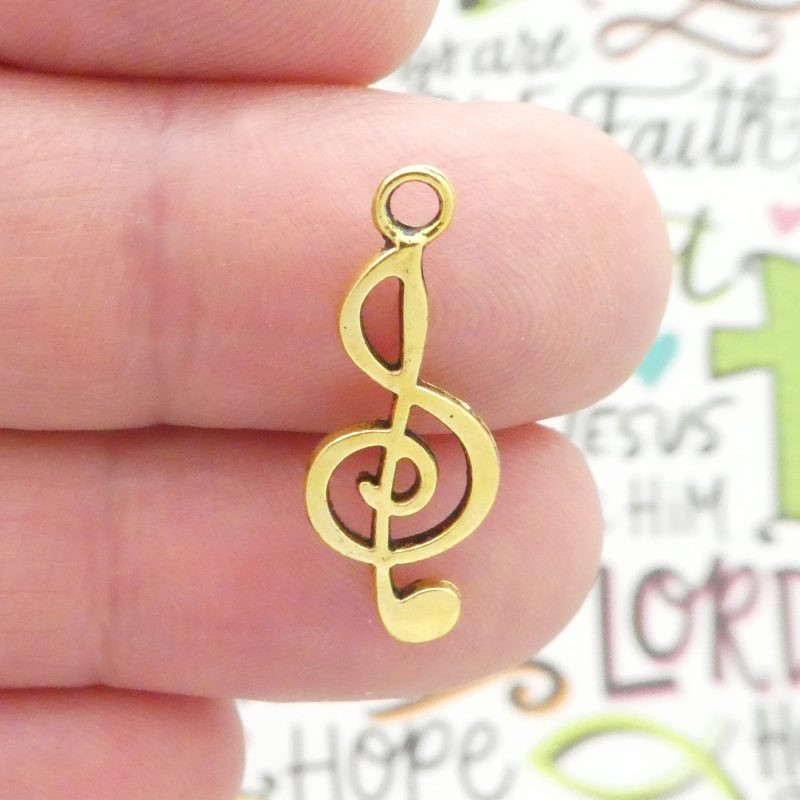 BULK 40 Treble Clef Gold Music Charm 24x10mm by TIJC SP1142B - Image 4