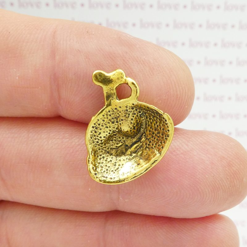 10 Dog Bowl Charm with Bone Antique Gold by TIJC SP1146 - Image 5