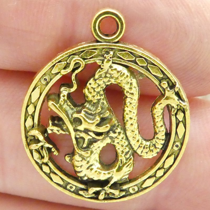 Gold Chinese Dragon Charm