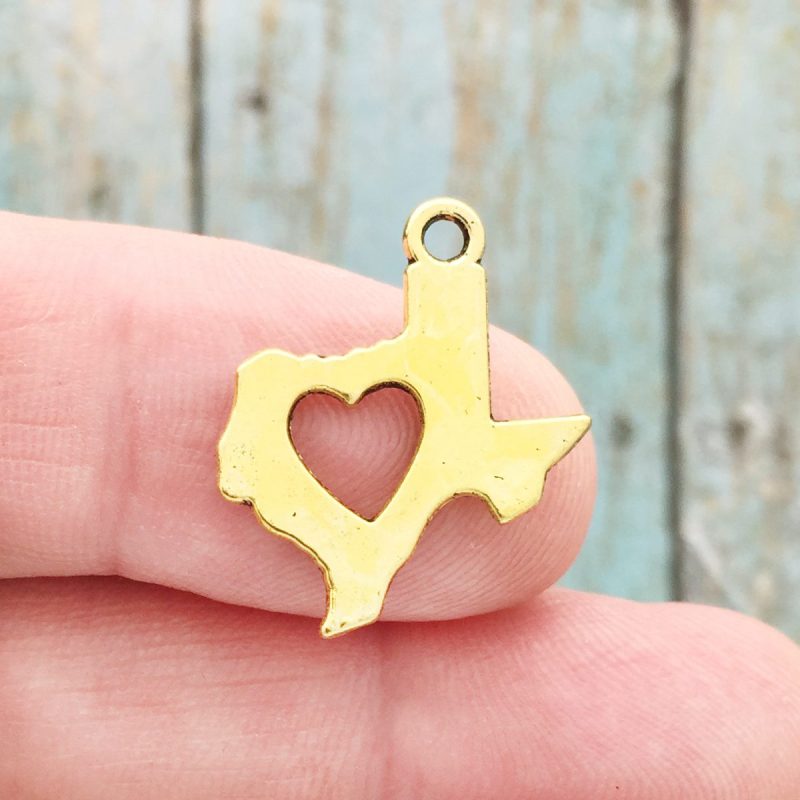 10 Gold Texas Charm Pendant with Heart by TIJC SP1154 - Image 2