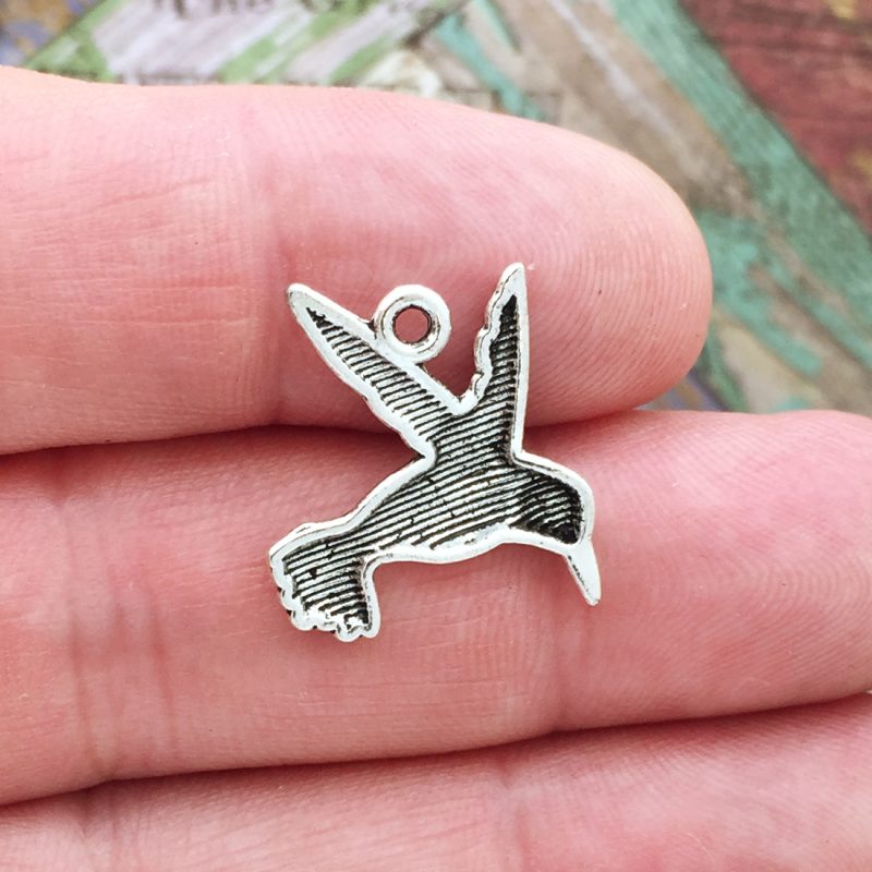10 Hummingbird Charm Pendant Silver by TIJC SP1158 - Image 2