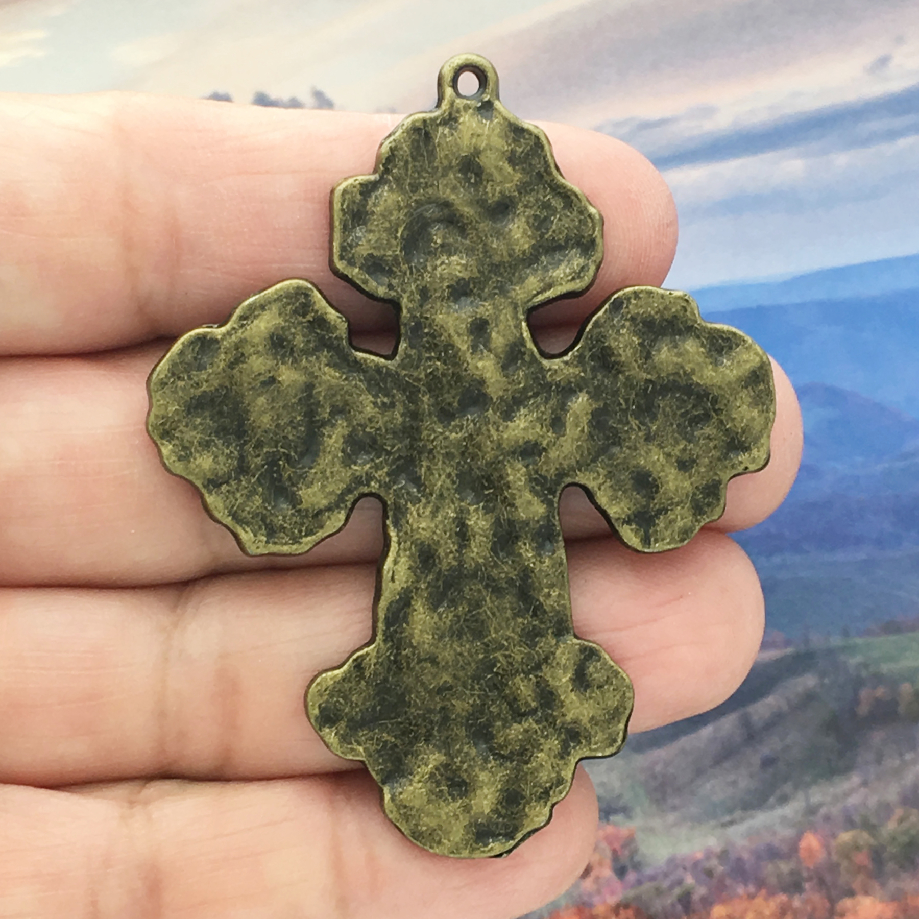 Bronze Hammered Cross Pendant