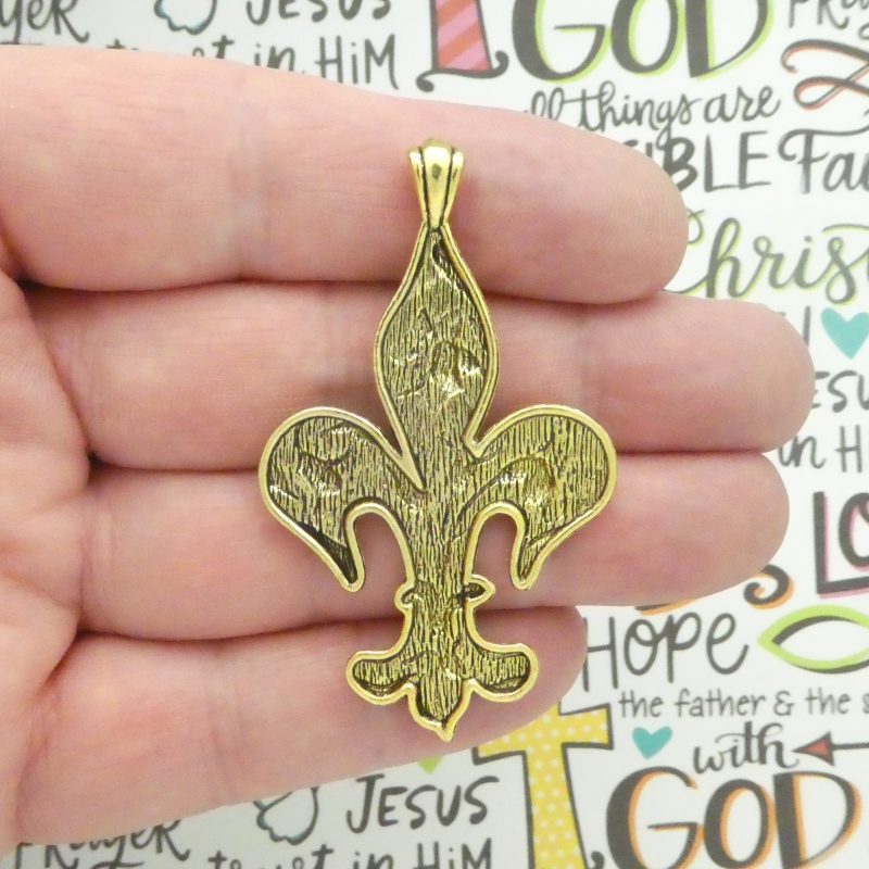 BULK 8 Gold Fleur De Lis Charm Pendant by TIJC SP1165B - Image 5