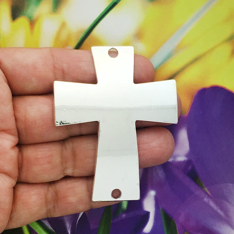 2 Silver Cross Charm Bracelet Connector by TIJC SP1179 - Image 3
