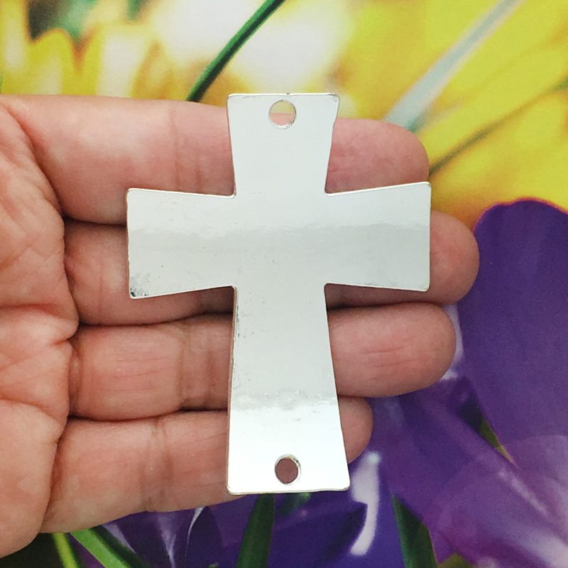 2 Silver Cross Charm Bracelet Connector by TIJC SP1179 - Image 2