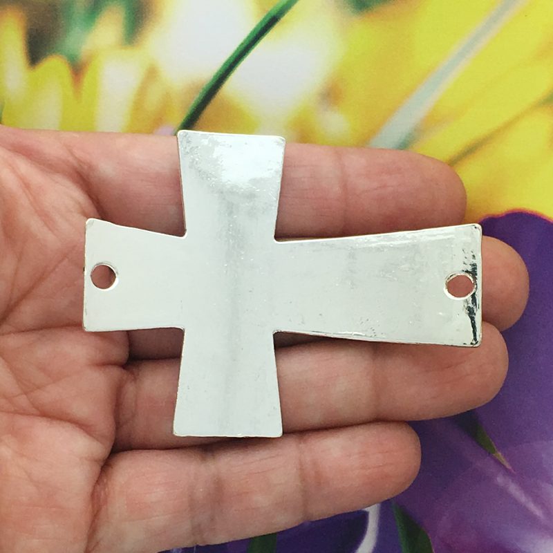 2 Silver Cross Charm Bracelet Connector by TIJC SP1179 - Image 5