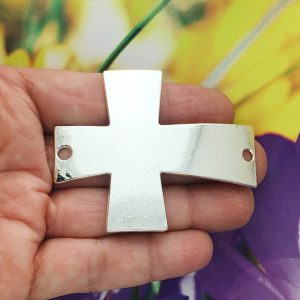 2 Silver Cross Charm Bracelet Connector by TIJC SP1179
