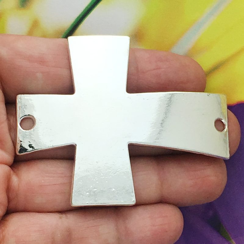 2 Silver Cross Charm Bracelet Connector by TIJC SP1179 - Image 4