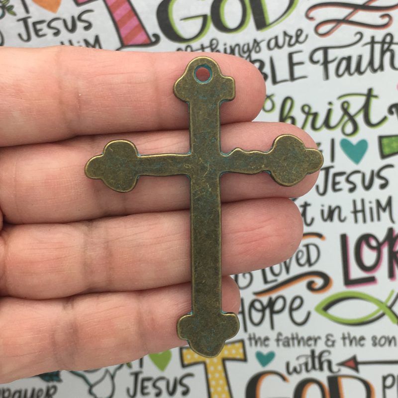 BULK 5 Gold Cross Charm Pendant by TIJC SP1183B - Image 2