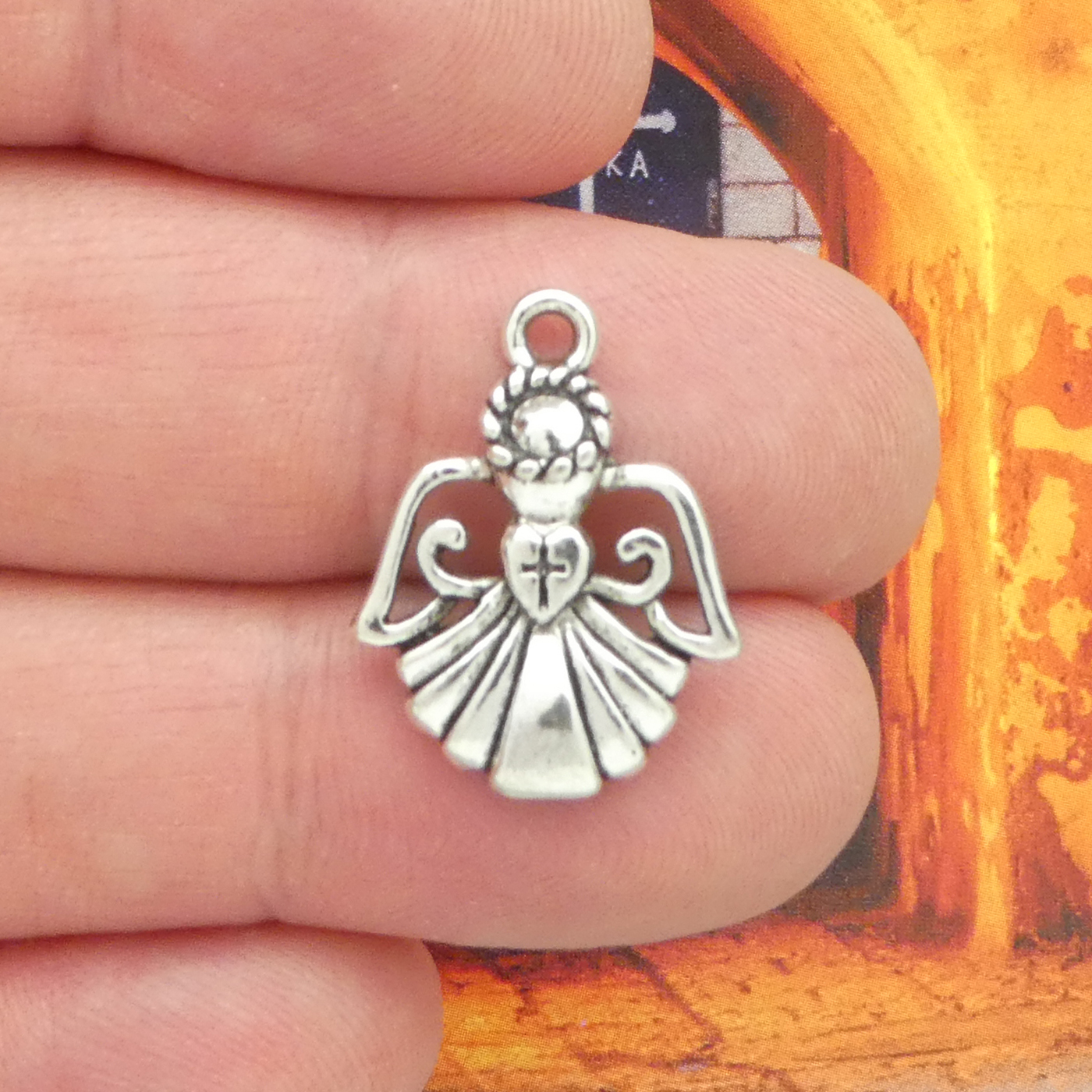 10 Silver Angel Charm Pendant Small by TIJC SP1187