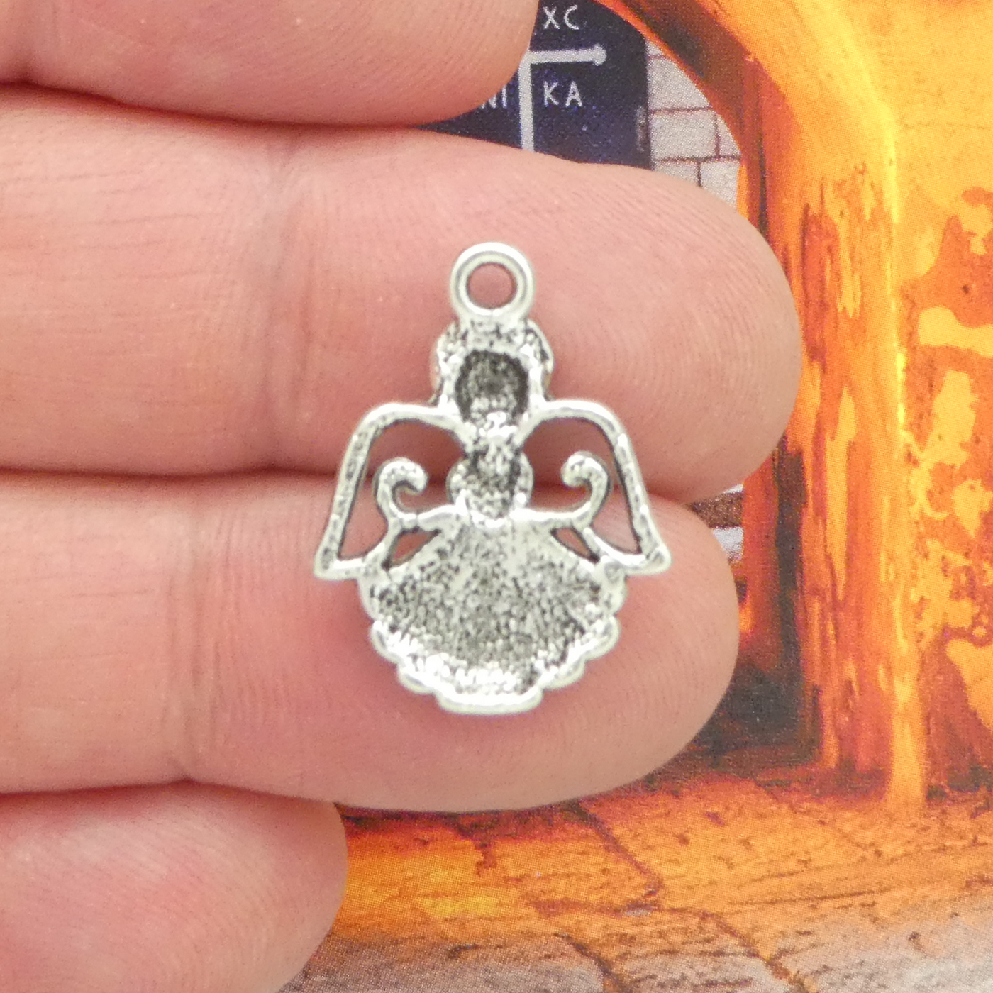 10 Silver Angel Charm Pendant Small by TIJC SP1187 - Image 4