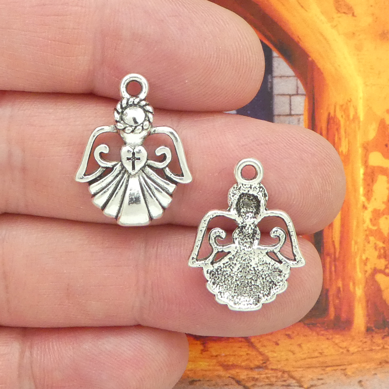 10 Silver Angel Charm Pendant Small by TIJC SP1187 - Image 3