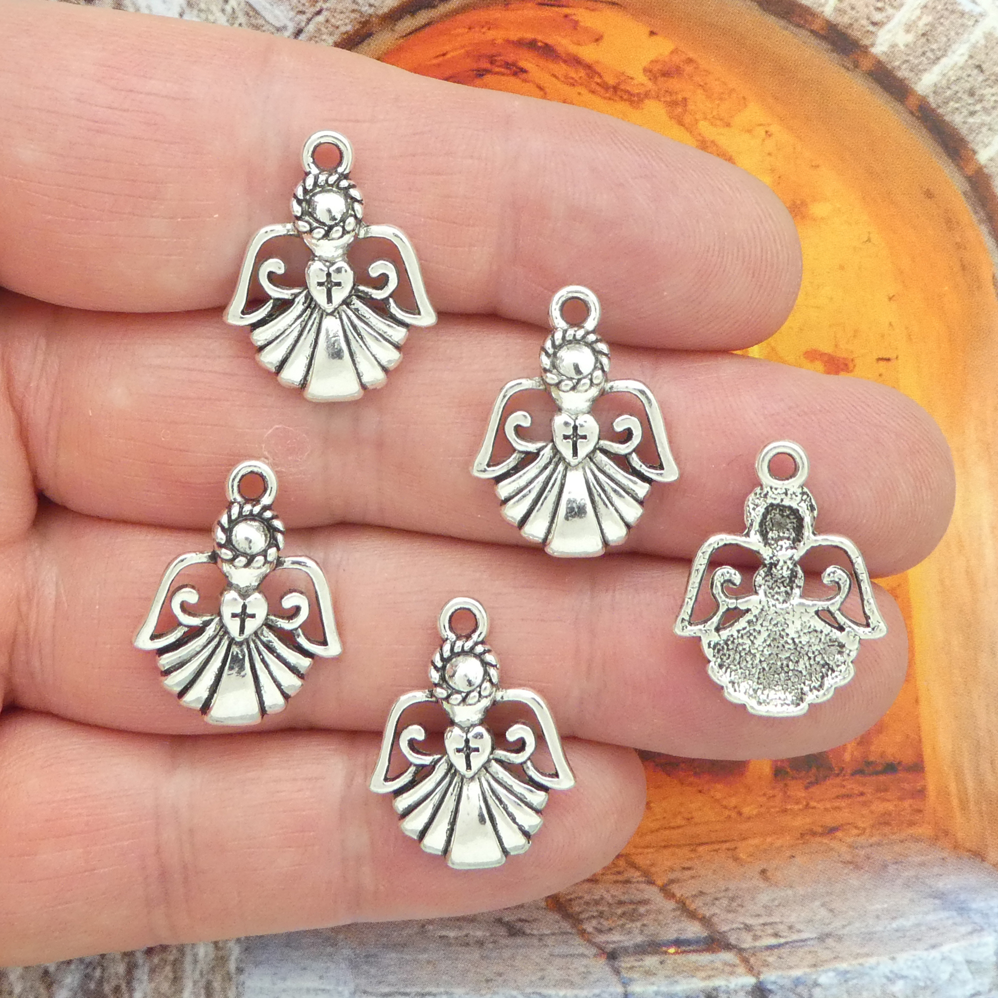 10 Silver Angel Charm Pendant Small by TIJC SP1187 - Image 5