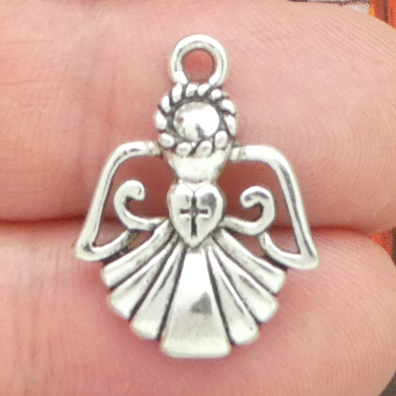 10 Silver Angel Charm Pendant Small by TIJC SP1187 - Image 2