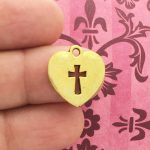 10 Gold Heart Cross Charm by TIJC SP1199