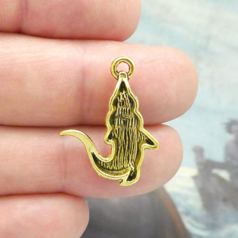 BULK 40 Gold Gator Charm Alligator Pendant Small 25x19mm by TIJC SP1201B - Image 6