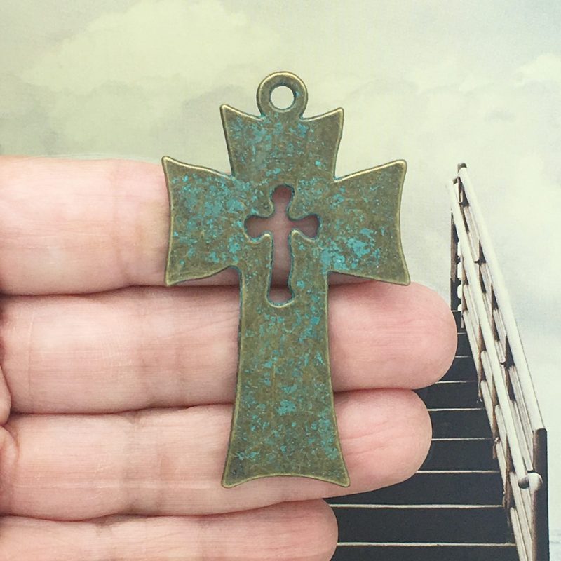 2 Gold Cross Charm Pendant by TIJC SP1204 - Image 2