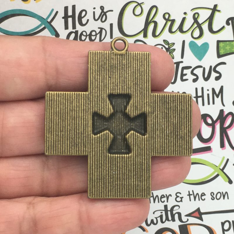 1 Turquoise Cross Charm Pendant Bronze by TIJC SP1208 - Image 2