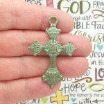 2 Gold Cross Charm Pendant by TIJC SP1213
