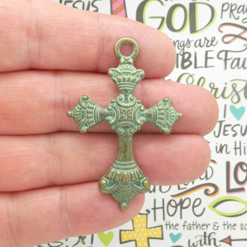 BULK 8 Gold Cross Charm Pendant by TIJC SP1213B - Image 3