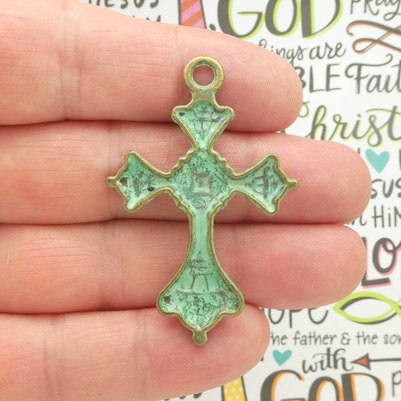 BULK 8 Gold Cross Charm Pendant by TIJC SP1213B - Image 5