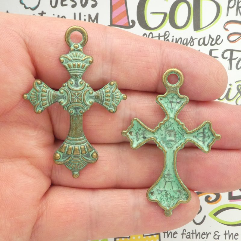 BULK 8 Gold Cross Charm Pendant by TIJC SP1213B - Image 2
