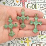 BULK 8 Gold Cross Charm Pendant by TIJC SP1213B