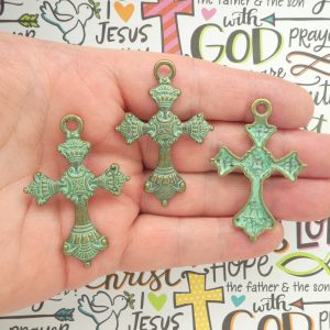 BULK 8 Gold Cross Charm Pendant by TIJC SP1213B