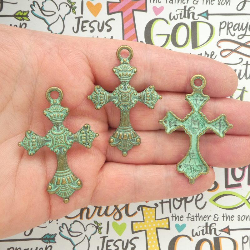 BULK 8 Gold Cross Charm Pendant by TIJC SP1213B