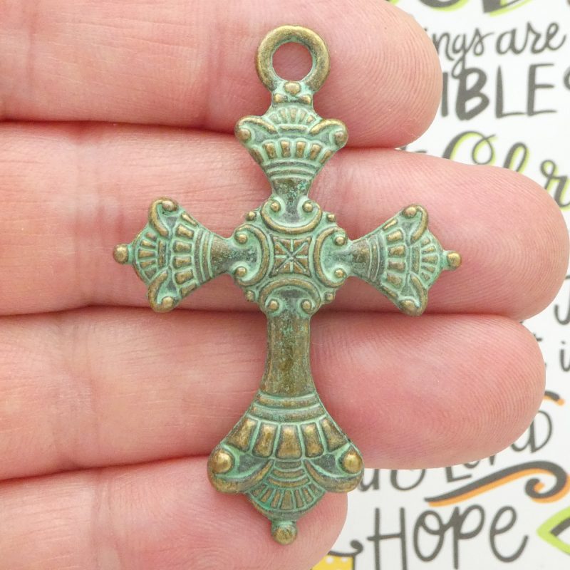 BULK 8 Gold Cross Charm Pendant by TIJC SP1213B - Image 4